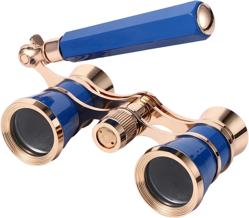 Aroncent Opera Glasses Binoculars 3x25 Vintage Theater Glasses with Handle: Compact Metal Opera Glasses for Theater Concert - Blue - Image 1